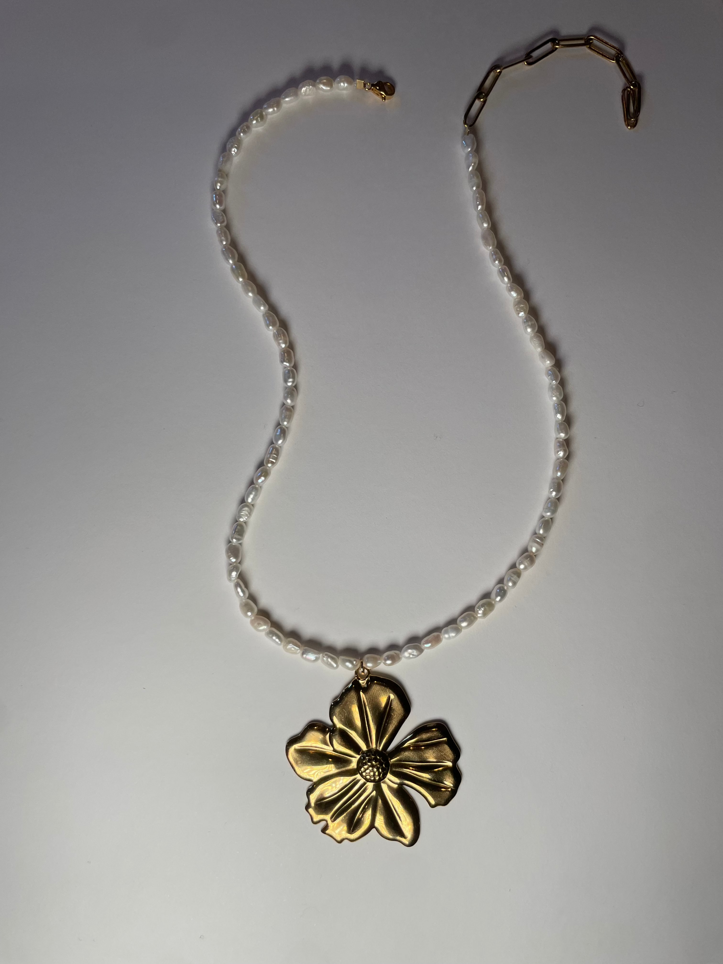 Fresh Water Pearls with Large Floral Pendant